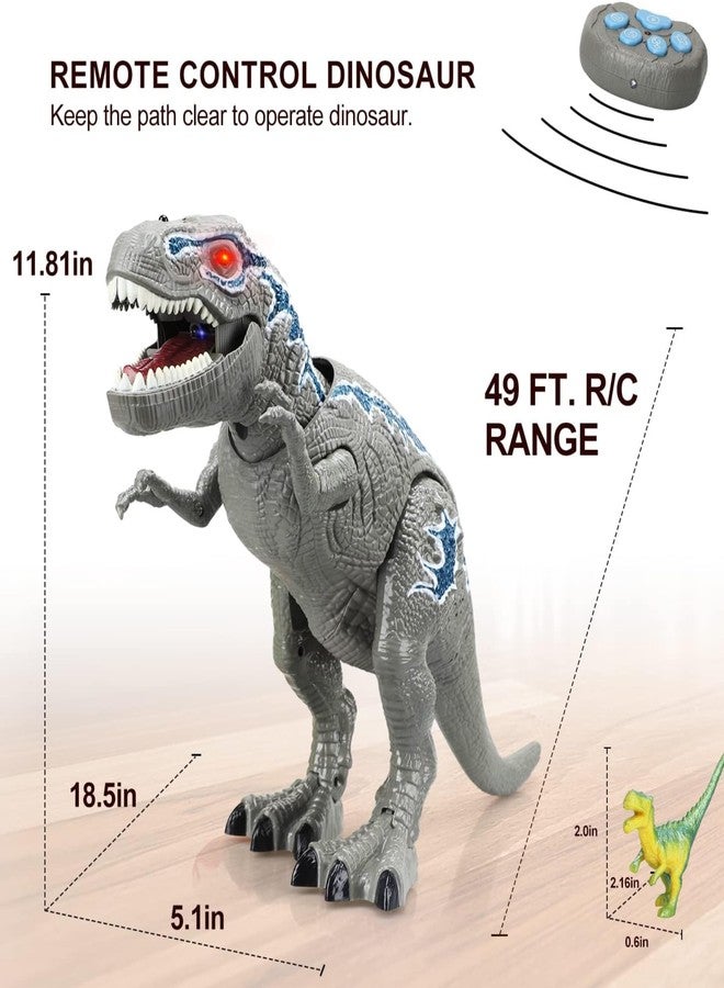 Kidology RC T-Rex Large Dinosaur Toy with Light up & Roaring, Realistic Sound, Easy to Use Remote Control, Electronic Walking, Fun Robot for Kids (Grey) - Image 4